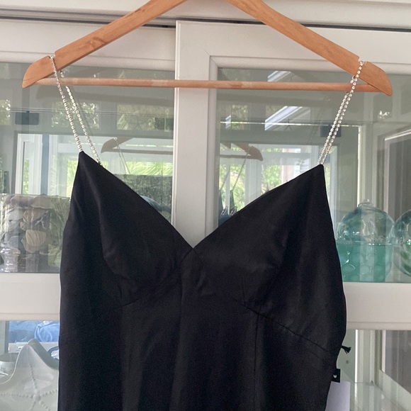 NWOT ASTR The Label Helen Rhinestone Strap Black Mini Dress - Picture 7 of 11